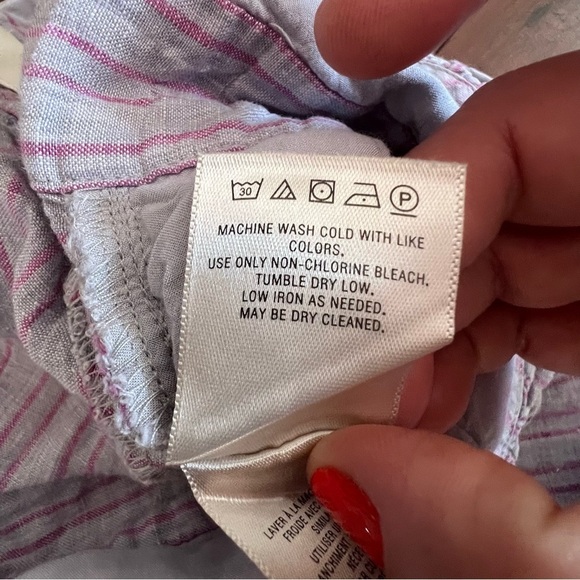 ANTHROPOLOGIE Elevenses Nantucket Ruffled Jumpsuit Striped Linen Size 12 - Picture 14 of 16